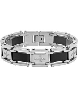 Robert Alton 1/4Ctw Diamond Stainless Steel Two-Tone Cross Link Bracelet - Metallic