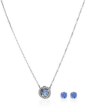Swarovski Ladies Rhodium Plated Sparkling Dance Round Set - Metallic