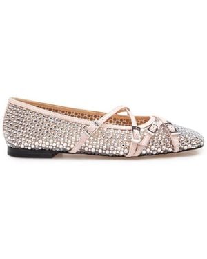 Mach & Mach Crystal Net Ballet Flats - Pink