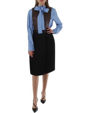 Burberry Ladies Dark Mocha Plonge Lambskin And Wool Blend Pinafore Dress, Brand Size 6 (Us - Black