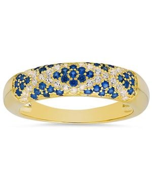 Kylie Harper 14K Over Pave Sapphire X Band Ring - Blue