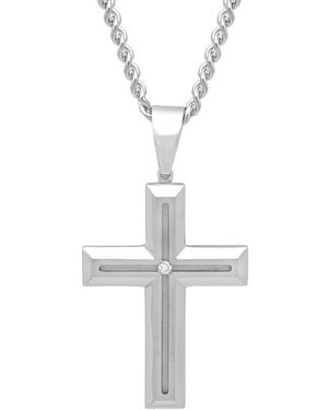 Robert Alton 03 Ctw Stainless Steel Diamond Cross Necklace - Metallic