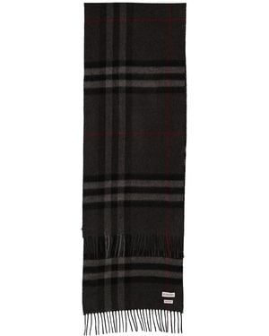 Burberry Charcoal Giant Check Cashmere Scarf - Black
