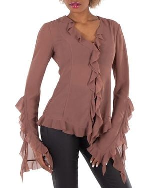 Acne Studios Semi Sheer Ruffle Blouse - Red