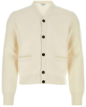 Ferragamo Knit Stretch Virgin Wool-Blend Cardigan - White