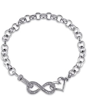 Amour 1/10 Ct Tw Diamond Infinity Heart Bracelet - Metallic