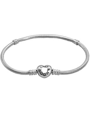 PANDORA Heart Clasp Snake Chain Bracelet - Metallic