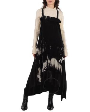 Y's Yohji Yamamoto Ladies Blurred Pansy Print Dress, Brand Size 1 - Black