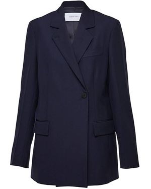 Ferragamo Double Breasted Wool Blazer, Brand Size 46 Us - Blue