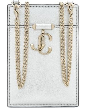 Jimmy Choo Nappa Leather Id Holder With Chain - White