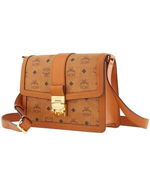 MCM Signature Visetos Tracy Shoulder Bag - Brown