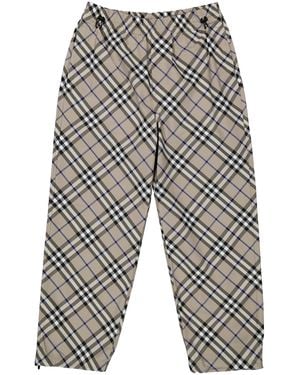 Burberry Ekd Check Wide-Leg Pants - Gray