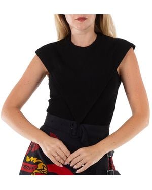 Burberry Panel Detail Stretch Jersey Bodysuit - Black