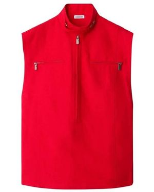 Burberry Half-Zip Canvas Tank Top, Brand Size 2 Us - Red