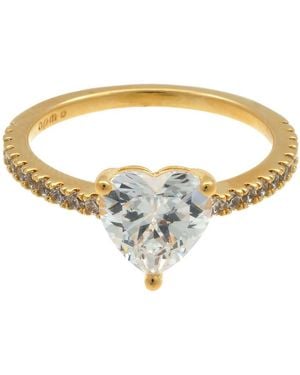 Apm Monaco 18K Plated Heart Paved Ring - Metallic