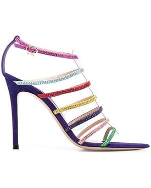 Gianvito Rossi Ladies Multicoloured Mirage Strappy Crystal Sandals - Blue