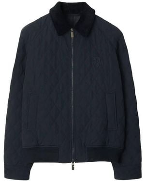 Burberry Logo-Embroidered Quilted Jacket - Blue