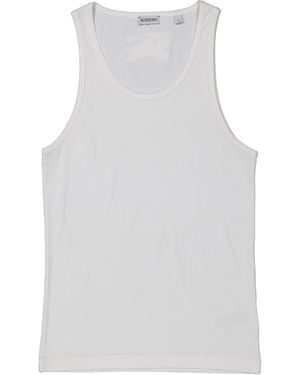Burberry Stretch Cotton Rib-Knit Tank Top - White