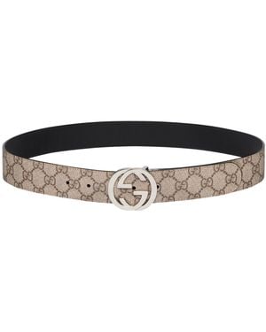 Gucci Gg Supreme Reversible Leather Belt - Black