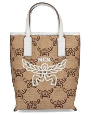 MCM Logo Tote Bag - Natural