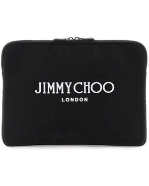 Jimmy Choo Adler Logo Print Pouch - Black