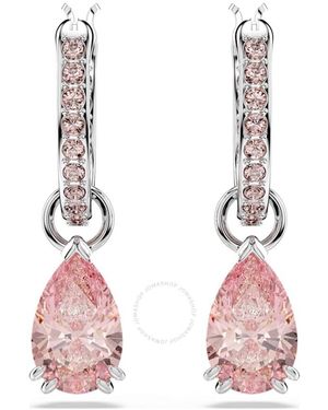 Swarovski Plated Crystals Drop Earrings - Pink