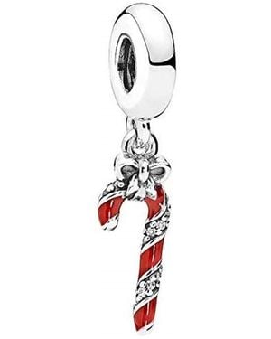 PANDORA Sterling Sparkling Candy Cane Dangle Charm - White