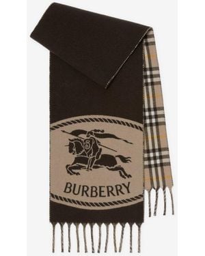 Burberry Vole Reversible Knight Stamp Scarf - Black