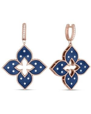 Roberto Coin 18K Rose Venetian Princess Diamond Titanium Large Drop Earrings - Blue