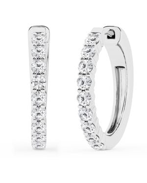 Brilliant Diamond 1.0 Carat Round Lab Grown Diamond Single Row Hoop Earrings - White