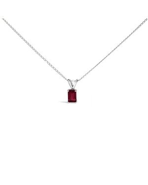 Haus of Brilliance 14K 6X4Mm Emerald Cut Ruby Solitaire Pendant Necklace - White