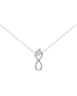 Haus of Brilliance Sterling 1/4 Cttw Diamond Infinity Motif Pendant Necklace - Metallic
