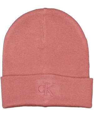 Calvin Klein Ck Monogram Embro Beanie - Pink
