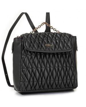 Furla Ladies Pin Cometa S Leather Backpack - Black
