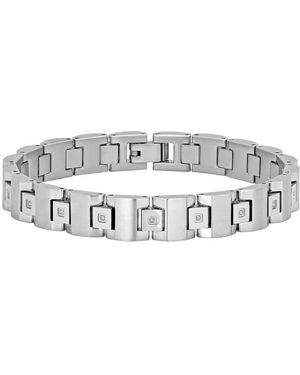 Robert Alton 10 Ctw Stainless Steel Square Link Bracelet With Diamonds - Metallic