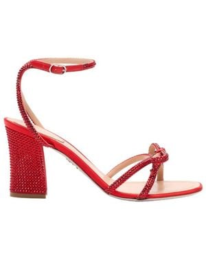 Rene Caovilla Nicole 80 Block-Heel Sandals, Brand Size 36 Us - Red