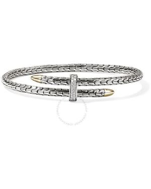 John Hardy Spear Flex Cuff, Sterling, Diamonds, 4Mm - White