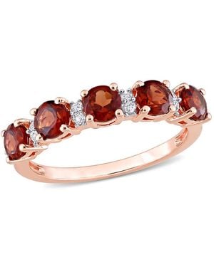 Amour 1 3/5 Ct Tgw Garnet And Topaz Semi Eternity Ring - Red