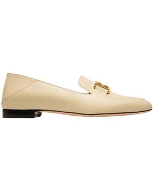 Bally Ellah Flat Leather Loafers, Brand Size 40 Us - Natural