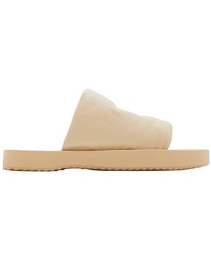 Burberry Nappa Leather Ekd Slab Slides, Brand Size 40 Us - Natural
