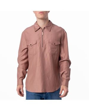 Bally Quarter Zip Long-Sleeved Utility Shirt, Brand Size 50 Us - Multicolour