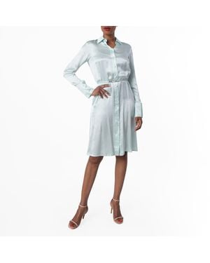 Bally Long-Sleeved Silk Shirt Dress, Brand Size 42 Us - White