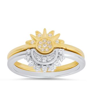 Kylie Harper Sterling Two-Tone Sun/Moon 2Pc Stackable Ring Set - Metallic