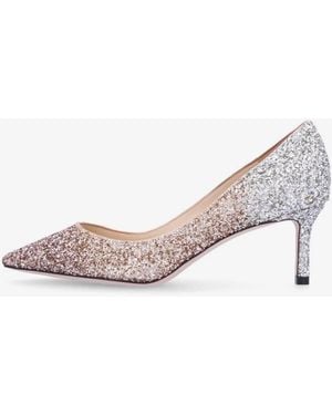 Jimmy Choo Romy 60 Glitter Fabric Pumps, Brand Size 34 Us - Natural
