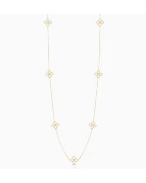 Roberto Coin 18K 0.19Cttw Diamond Cialoma Flower Station Necklace 33" - Metallic
