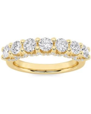 Mure And Co 1Ctw Round Shaped Lab Grown Diamond (F/Vs) Accented Double Halo Set Of Band And Ring - Metallic
