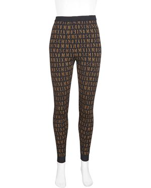 Moschino Ladies Monogram Print Knit Trousers, Brand - Grey