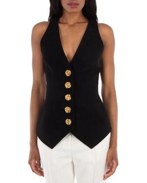Balmain Buttoned Double Crepe Vest - Black