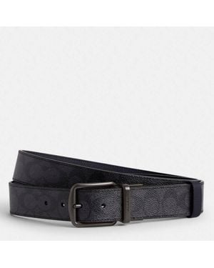 COACH Signature Buckle Cut-To-Size Reversible Boxed Harness Belt - Black