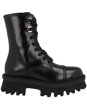 Ferragamo Ferragamo Kira Leather Combat Boots - Black